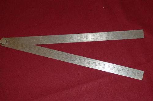 A FANTASTIC RABONE CHESTERMAN No. 60R "LINE OF CHORDS" FOLD-ABLE RUSTLESS STEEL 600mm RULER