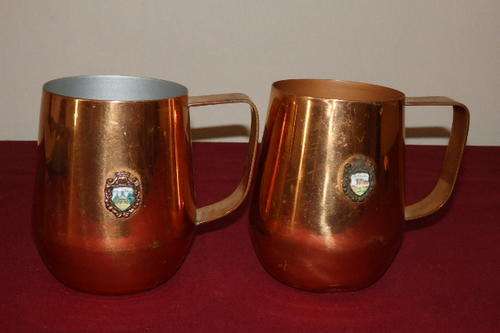 TWO FANTASTIC NORTHERN RHODEDIAN MADE ATLANTA COPPER WARE "BRANDED" COPPER MUGS/ TANKARDS