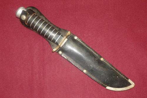 AN AWESOME VINTAGE GERMAN MADE SOLINGEN "SHERIFF KNIFE" IN IT'S ORIGINAL LEATHER SHEATH
