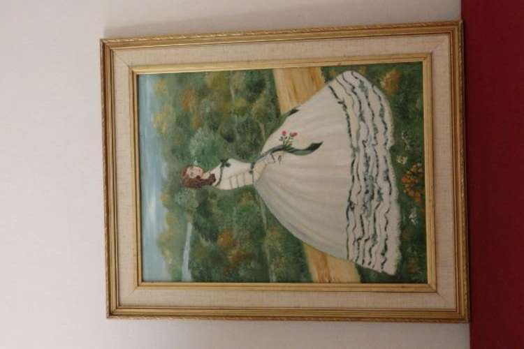 AN STUNNING ORIGINAL FRAMED ACRYLIC PAINTING OF A LADY IN A WHITE WEDDING DRESS!!!