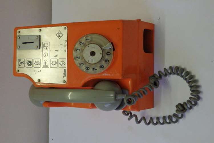 AN AWESOME AND VERY RARE VINTAGE "TELKOR" PUBLIC COIN OPERATED TELEPHONE CALL BOX