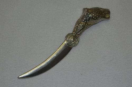 AN AWESOME JENNA CLIFFORD "ORIGINAL" SIGNATURE PEWTER "LEOPARD'S HEAD" LETTER OPENER