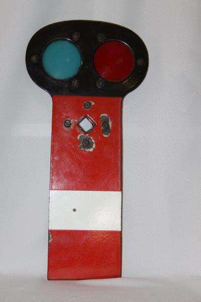 A RARE & STUNNING VINTAGE SOUTH AFRICAN RAILWAY ENAMEL STOP / GO SIGN - ORIGINAL & AWESOME!!!