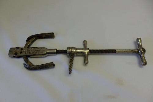 A FANTASTIC VICTORIAN COBBLERS SHOE STRETCHER FROM " THE MAGIC POLISH COMPANY" IN LEICESTER, ENGLAND