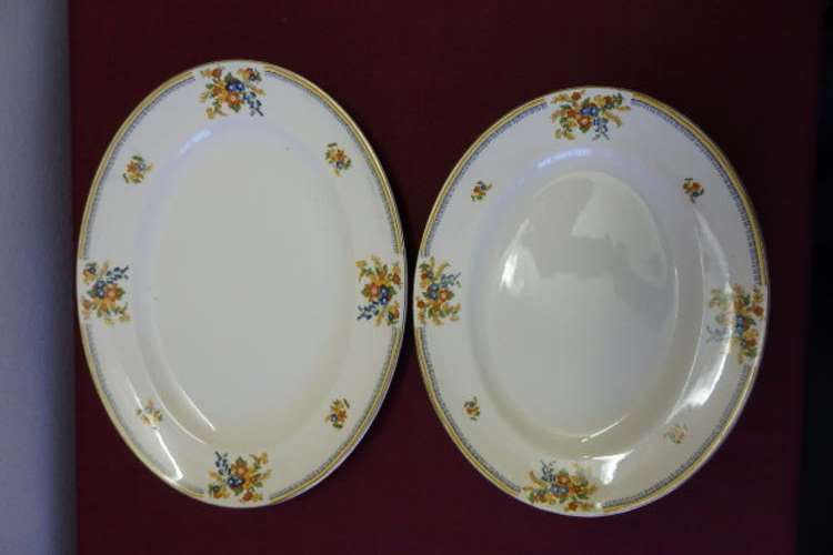 AN AWESOME SET OF TWO VINTAGE (c1930's) MADDOCK OF ENGLAND "IVORY WARE" PORCELAIN FOOD PLATTERS