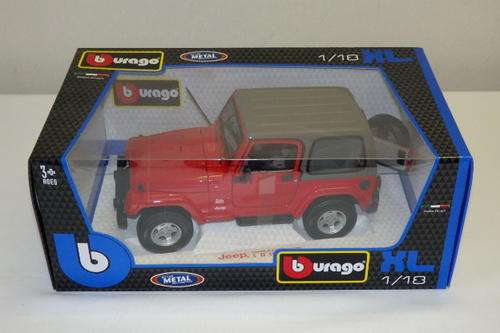 A FANTASTIC BBURAGO "1/18 XL" COLLECTION JEEP WRANGLER SAHARA DIE CAST MODEL CAR