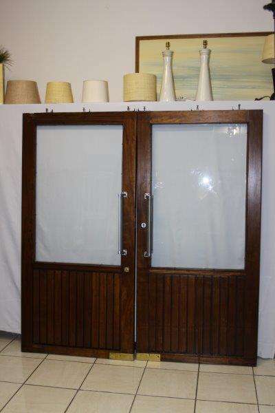 2 STUNNING LARGE HEAVY TEAK VINTAGE DOORS IN GREAT CONDITION FOR THE AGE!!! AWESOME!!!