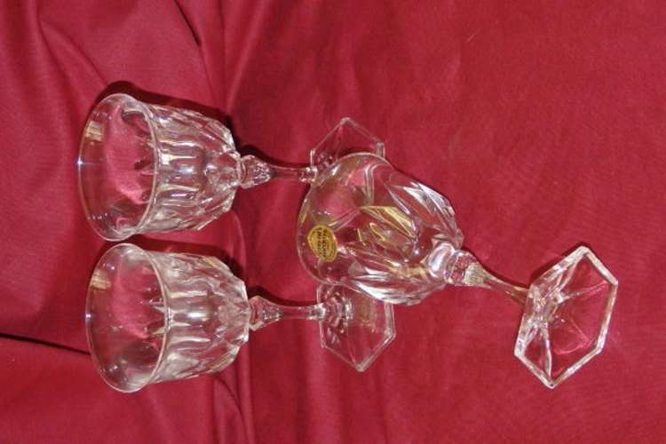 THREE EXQUISITE 24% LEAD CRYSTAL FRENCH MADE CRISTAL D'ARQUES "CHAUMONT" DESSERT WINE GLASSES