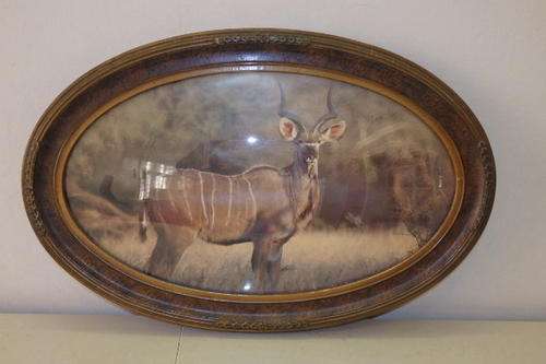 A FANTASTIC OVAL VINTAGE WOODEN ART DECO FRAME WITH DOMED GLASS IN GREAT CONDITION