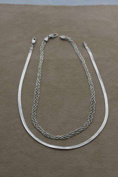 TWO STUNNING AND VERY ELEGANT "FLAT LINKED" STAMPED SILVER LADIES NECK CHAINS