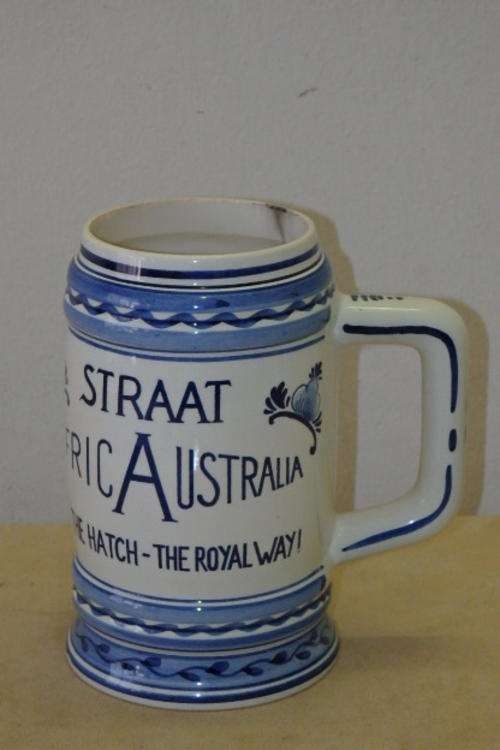 AN INCREDIBLE VINTAGE (c1960's) DELFT "ROYAL INTEROCEAN LINES" STRAAT AFRICA AUSTRALIA TANKARD