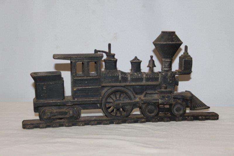 AN AWESOME ANTIQUE CAST RAILWAY LOCOMOTIVE IN EXCELLENT CONDITION FOR THE AGE!!! THIS IS UNIQUE!!!