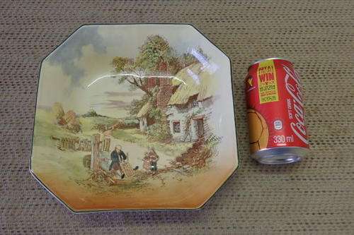 A MAGNIFICENT RARE VINTAGE ROYAL DOULTON "RUSTIC ENGLAND" No. 5694 SQUARE BOWL IN FABULOUS CONDITION