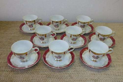 A STUNNING AND UNUSUAL VINTAGE "SAKI FINE CHINA" OF JAPAN PEARLESCENT TEA SET