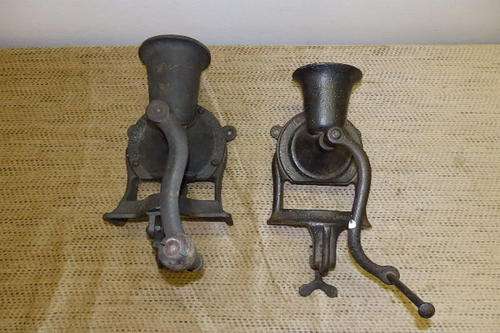 TWO AMAZING AND VERY RARE COFFEE GRINDERS INCLUDING A SPONG No. 3 & A  LOVELOCK NO. 2 COFFEE GRINDER