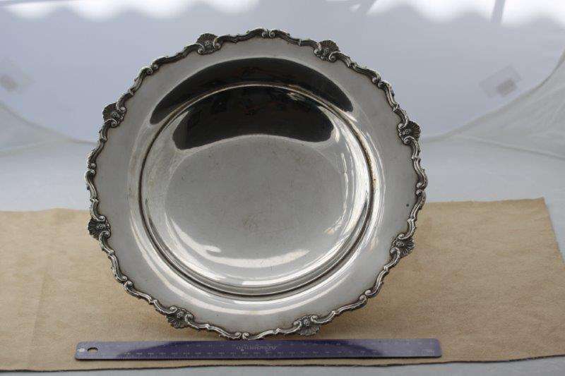 A FANTASTIC HALLMARKED circa 1935 ADIE BROS Ltd STERLING SILVER PEDASTAL SERVING PLATTER! 602gr.