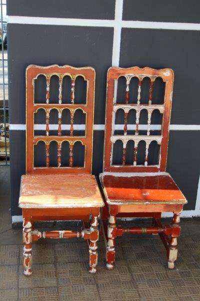 TWO AWESOME SOLID HIGH BACK DECORATIVE CHAIRS FOR RESTORATION!!! STUNNING!!! bid / chair