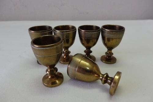 A SET OF SIX AWESOME PRINTERS TRAY/ DOLLS HOUSE ORNAMENTAL METAL COLLECTABLE GOBLETS