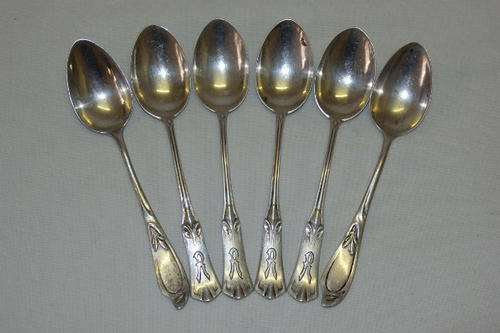 SIX  MAGNIFICENT ASSORTED GERMAN MADE HALLMARKED SILVER (800) DEMITASSE COFFEE SPOONS
