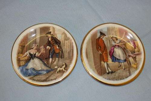 TWO FANTASTIC EDCO OF ENGLAND "CRIES OF LONDON" PORCELAIN PIN PLATES IN FABULOUS CONDITION