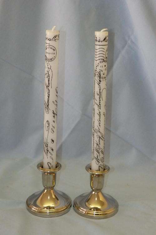 TWO STUNNING AND VERY ELEGANT SILVER PLATED CANDLE HOLDERS WITH CLEAN SIMPLE LINES