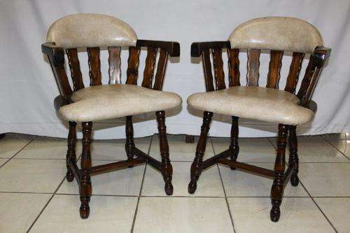 AN AWESOME PAIR OF SOLID VINTAGE CAPTAINS CHAIRS IN FANTASTIC CONDITION FOR THE AGE!!! bid/chair
