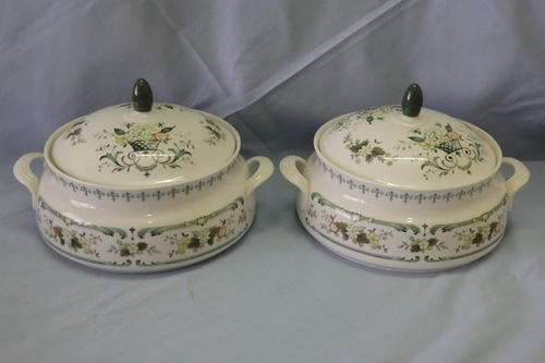 TWO MAGNIFICENT ROYAL DOULTON "PROVENCAL" (TC1034) PATTERN BONE CHINA LIDDED TUREENS