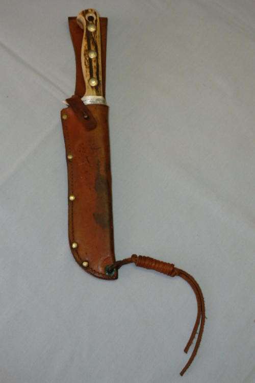 AN AWESOME VINTAGE BONE HANDLED GERMAN MADE SOLINGEN TROPHY LINE "SPORTSMANS" BOWIE KNIFE