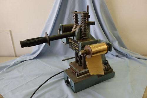 A FANTASTIC RSA MADE "GM WHILEY" MODEL DC54 MANUAL HOT-FOIL EMBOSSING MACHINE & ROLL OF GOLD LEAF