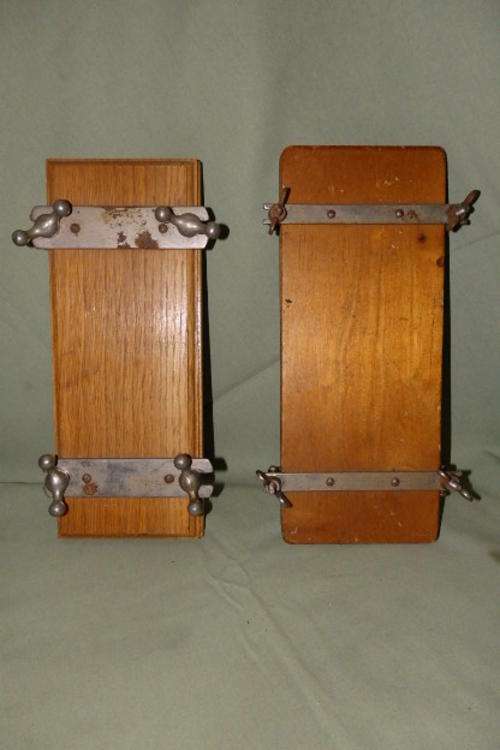 TWO FANTASTIC RARE ANTIQUE WOODEN (FOUR SCREW) BOWTIE/ TIE AND CRAVAT PRESSES