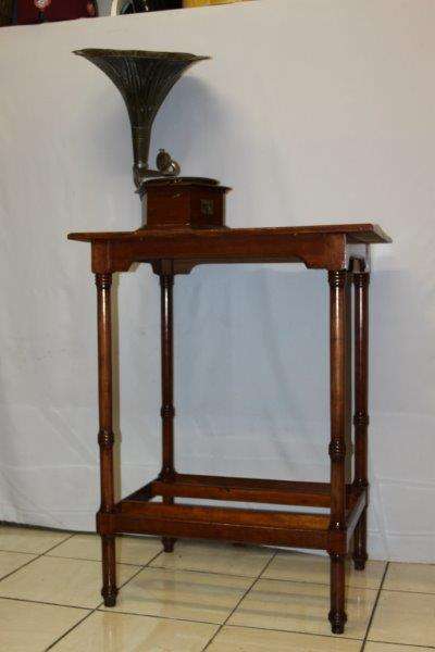 A MAGNIFICENT VINTAGE VERY TALL DISPLAY TABLE WITH TONS OF CHARACTER & BEAUTIFUL TURNED LEGS!!!