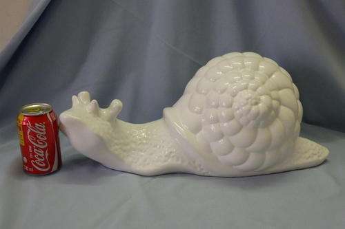 A FANTASTIC AND PRETTY UNUSUAL "HUGE" WHITE CERAMIC "GARDEN ORNAMENT" SNAIL