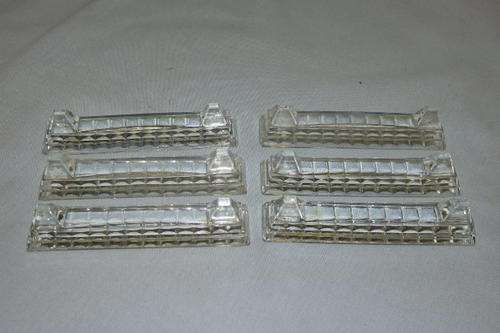 SIX EXQUISITE VINTAGE (c1960's) "DETAILED" CLEAR PRESSES GLASS KNIFE RESTS IN FABULOUS CONDITION