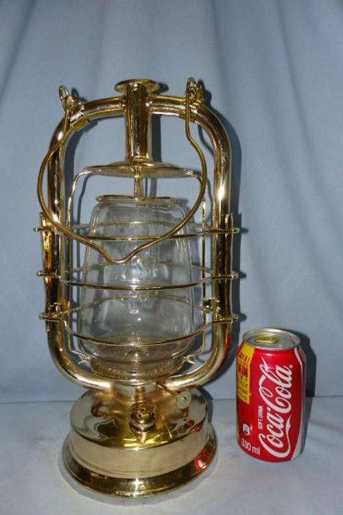 AN AWESOME ANTIQUE(c1920's) ENGLISH MADE "BRITISH BATT" RESTORED BRASS PLATED PARAFFIN LANTERN