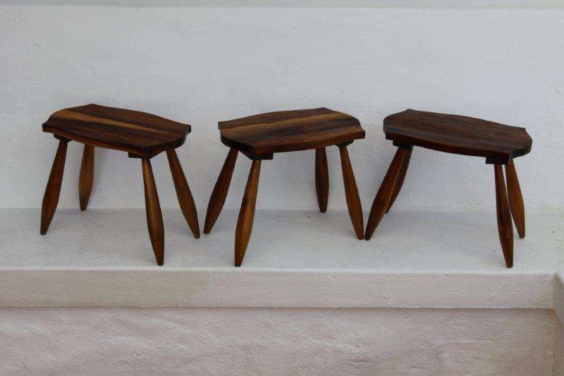 THREE MAGNIFICENT TEAK OCCASIONAL SIDE TABLES! EXQUISITE DETAIL EXCELLENT CONDITION! bid/table