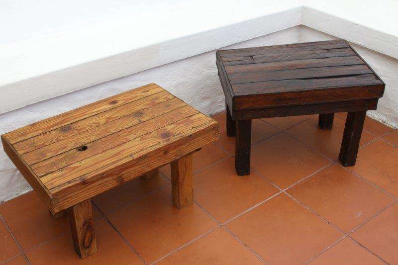 TWO RUSTIC OCCASIONAL TABLES OR THEY CAN BE USED AS BENCHES!!! PERFECT FOR A LAPA... bid for each