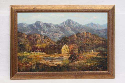 EXQUISITE LGE ORIGINAL JOHAN BONTHUYS circa 1966 OIL PAINTING w STUNNING MODERN FRAME! COLLECTOR ART
