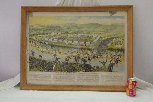 AN INCREDIBLE FRAMED VINTAGE DIE SLAG VAN BLOEDRIVIER; VERNIETIGING VAN DINGAAN SE MAG PICTURE