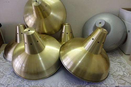 SIX FANTASTIC ALUMINIUM "INDUSTRIAL" TYPE SHOWROOM LIGHT SHADES WITH LOADS OF APPEAL