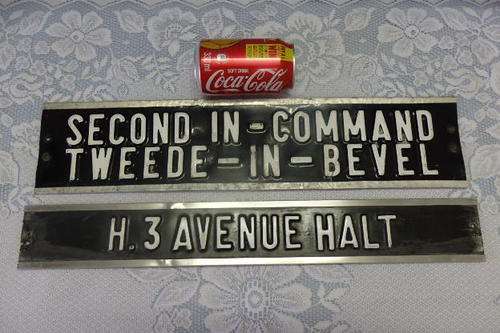 TWO AWESOME MISCELLANEOUS "PRESSED" ALUMINIUM SIGNS = IDEAL FOR DISPLAY IN A "FUNKY" ROOM