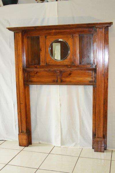 WOW!!! AN ABSOLUTELY SPECTACULAR HUGE ANTIQUE SOLID OREGON FIREPLACE SURROUND WITH MIRROR & MANTEL!!