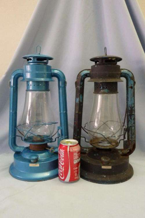 TWO WONDERFUL VINTAGE ORNAMENTAL PARAFFIN/ KEROSENE LANTERNS - IDEAL FOR DISPLAY bid/lantern