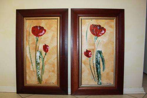 TWO MAGNIFICENT ORIGINAL, FRAMED COLOURFUL PAUL VAN RENSBURG OIL PAINTINGS!!! VIBRANT ART! bid/each
