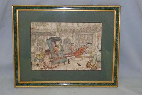 A GORGEOUS VINTAGE ANTON PIECK OF HOLLAND FRAMED "CHILDRENS STORYBOOK" DRAWING