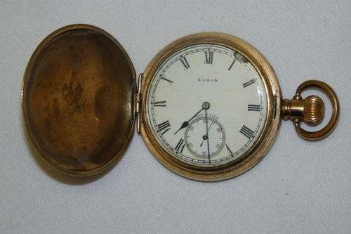 A GORGEOUS VINTAGE USA MADE ELGIN ROLLED GOLD (PLATED) GENTS POCKET WATCH IN WORKING CONDITION