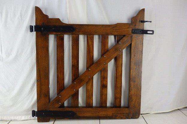 A STUNNING HEAVY SOLID TEAK FARM GATE w WROUGHT IRON FITTINGS & BRASS SCREWS IN EXCELLENT CONDITION!