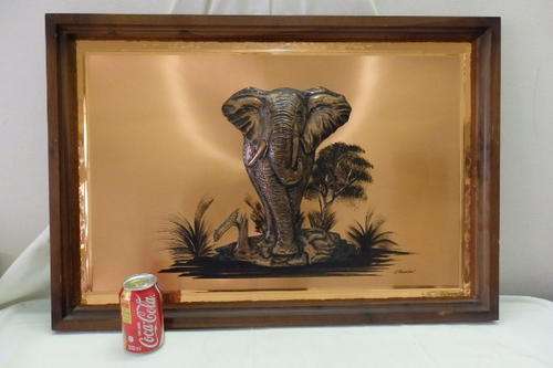 AN INCREDIBLE (ORIGINAL) DENNIS THOMSON (PURE COPPER) LARGE AFRICAN ELEPHANT DIMENSIONAL PICTURE