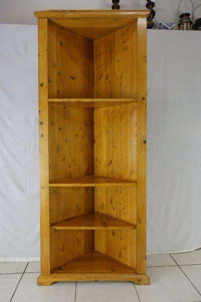 A STUNNING VERY TALL SOLID PINE CORNER DISPLAY SHELF! PERFECT SHABBY CHIC OR PAINT PROJECT PERHAPS?