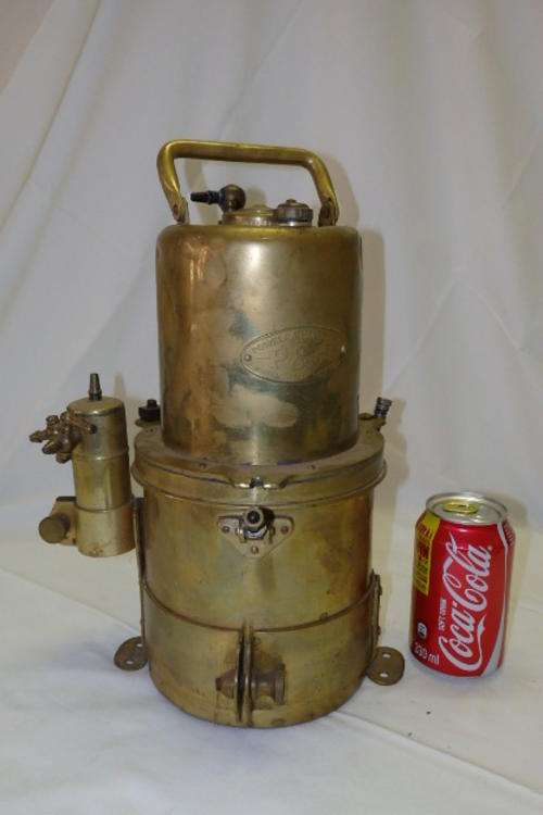 AN AMAZING ANTIQUE "POWELL AND HANMER LTD" BRASS BURNER CYLINDER FOR A CARBIDE VEHICLE LAMP
