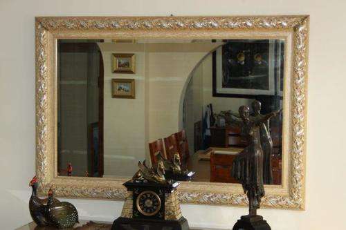A MAGNIFICENT VERY LARGE BEVELLED MIRROR WITH AN EXQUISITE DETAILED SOLID WOOD FRAME!!!